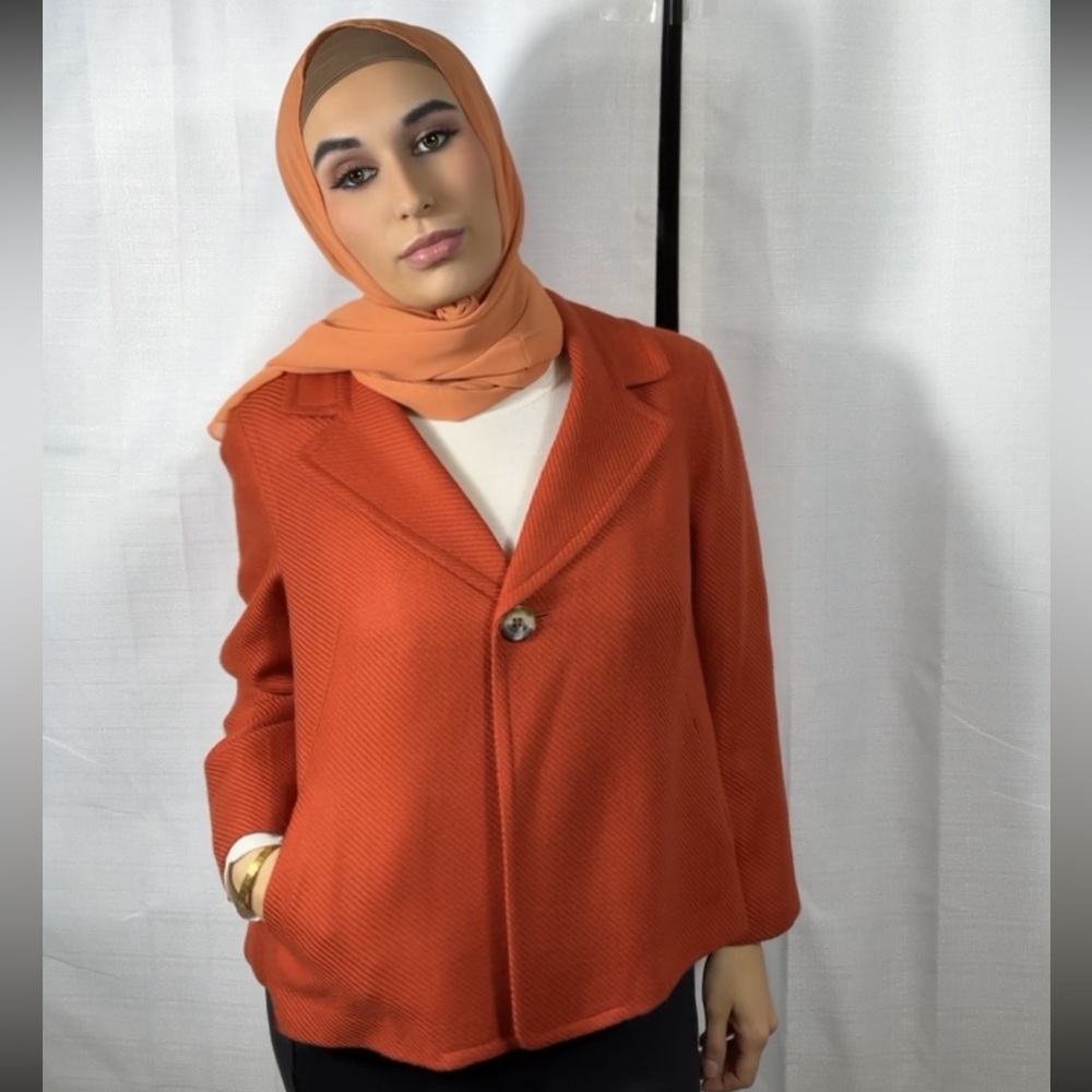 Talbots Women’s Single Button Blazer Wool Blend Burnt Orange Size 14w